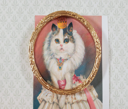 Dollhouse Oval Picture Frame Gold for Paintings Medium Size Miniature