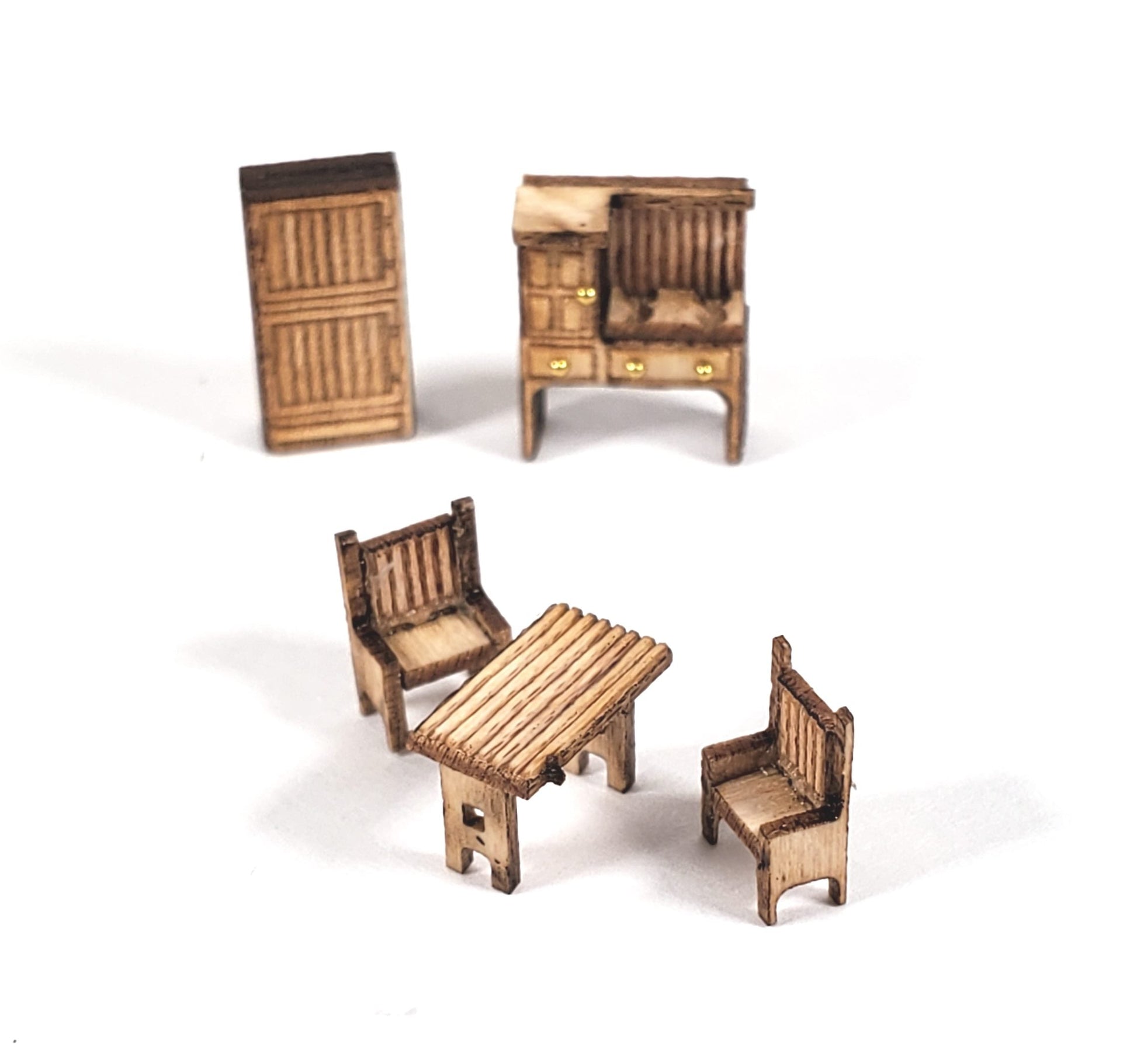 Dollhouse 1:144 Scale Furniture KIT DIY Country Kitchen Stove Table Fridge