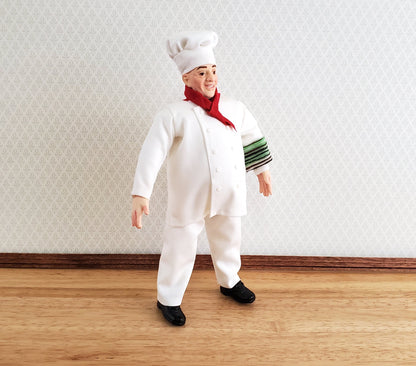 Dollhouse Miniature Cook Chef Male Doll Resin Body Cloth Clothes 1:12 Scale Falcon Miniatures