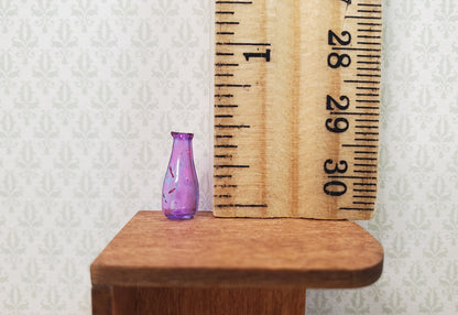 Dollhouse Purple Glass Bud Vase 1:12 Scale Miniature Flowers Decoration