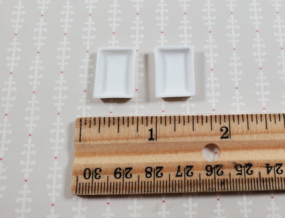 Dollhouse HALF SCALE Rectangular White Unglazed Ceramic Baking Trays 1:24