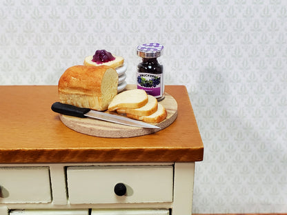 Dollhouse Bread Set with Jelly Knife Plates on Board 1:12 Scale Miniature Food