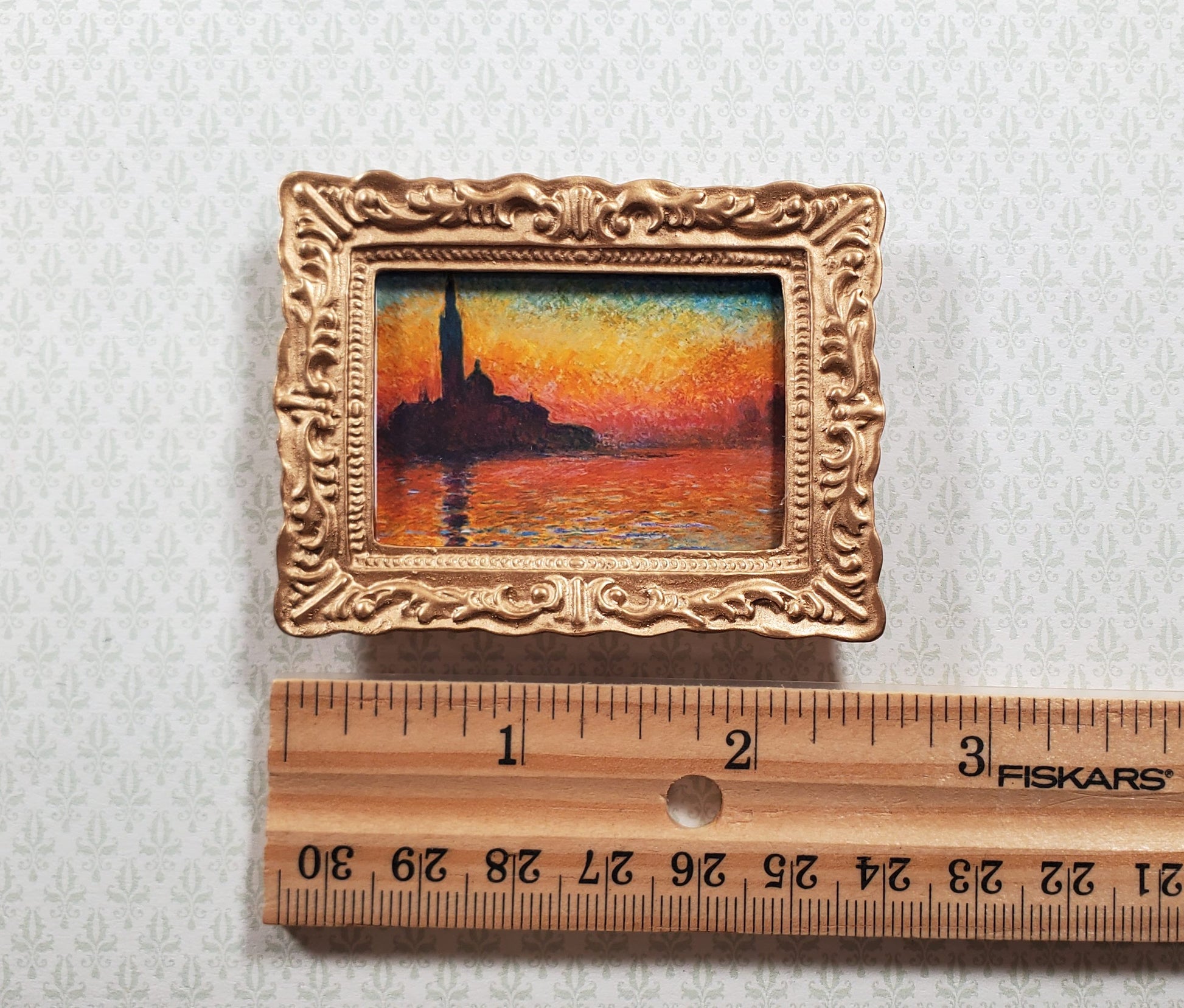 Miniature Framed Print Claude Monet Sunset in Venice 1:12 Scale Dollhouse