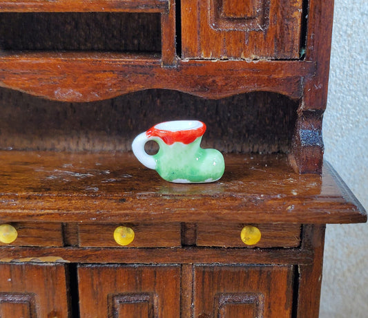 Tiny Elf Boot Mug 1:24 Half Scale Ceramic Miniature Christmas Decor Super Small