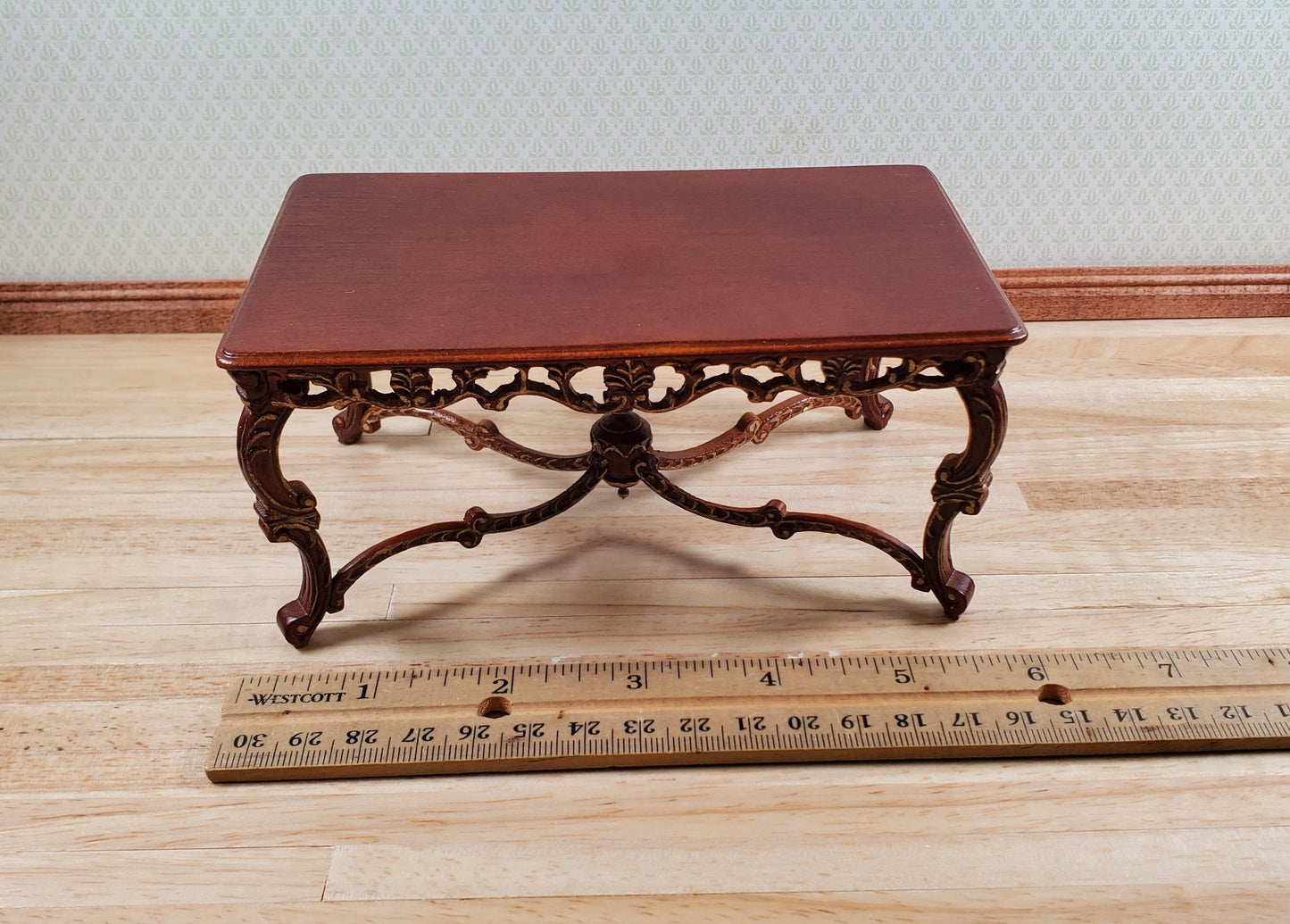 Dollhouse Grand Dining Table by Hansson 1:12 Scale Miniature Walnut Finish