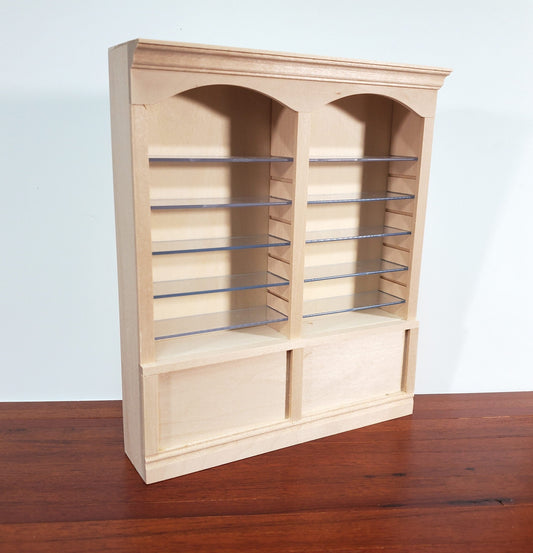 Dollhouse Bookshelf or Shop Shelves 2 Bay 10 Adjustable Shelves 1:12 Scale Furniture Unpainted Unfinished