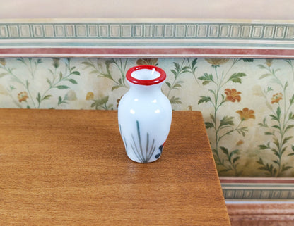 Dollhouse White Ceramic Vase Rooster Motif 1:12 Scale Miniature