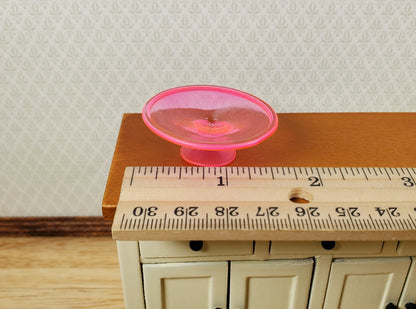 Dollhouse Fluorescent Pink Glass Cake Plate Large Miniature Kitchen