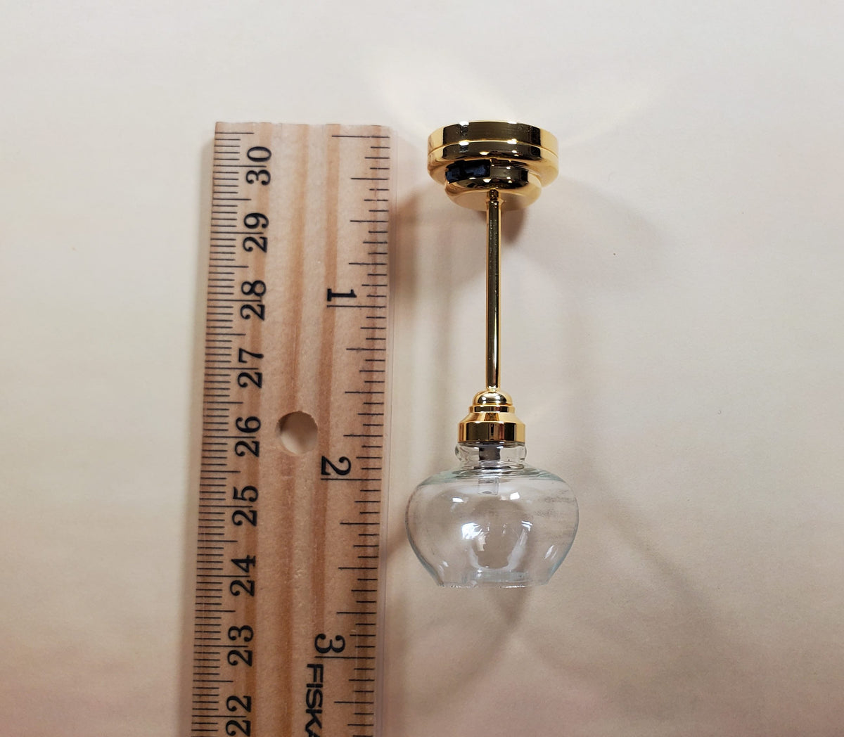 Dollhouse Tall Ceiling Light Modern Gold Battery Operated 1:12 Scale Miniature