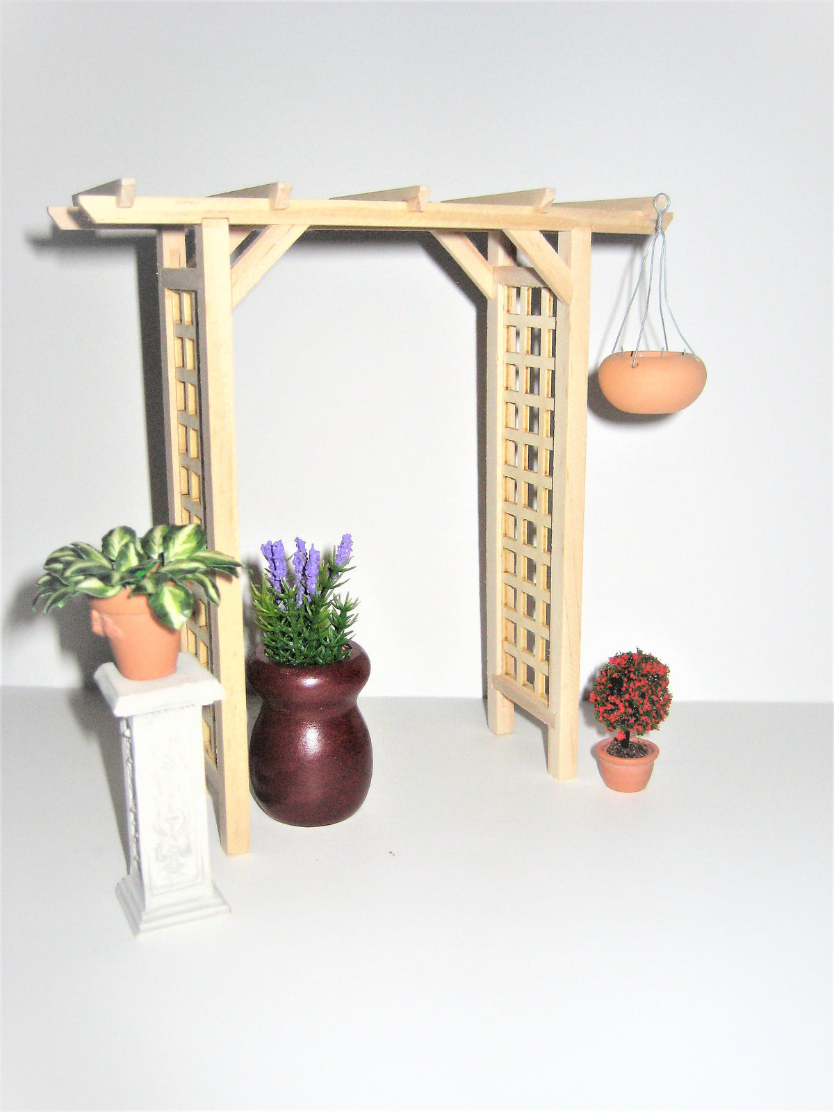 Dollhouse Miniature Garden Arbor Trellis for Flowers Unfinished Wood 1:12 Scale