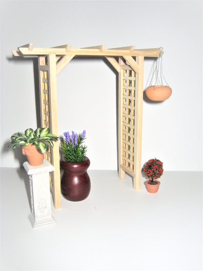 Dollhouse Miniature Garden Arbor Trellis for Flowers Unfinished Wood 1:12 Scale