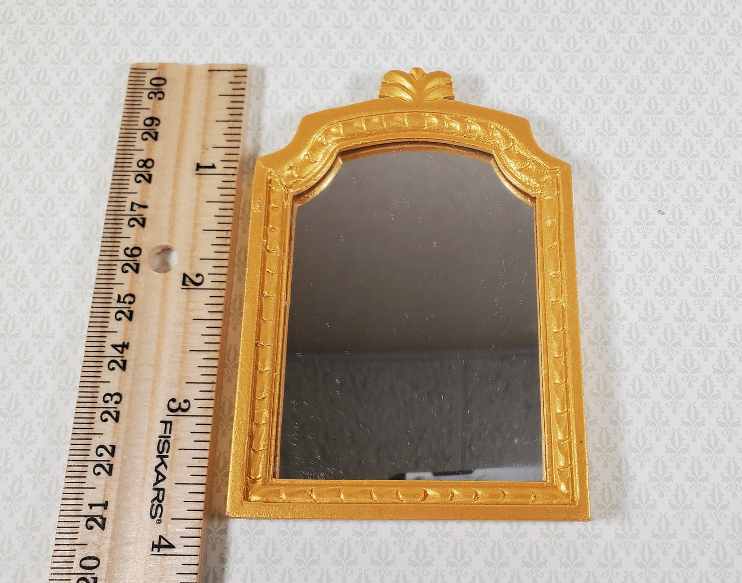 Dollhouse Large Mirror Fancy Wood 1:12 Scale Miniature Victorian 3 3/4" tall