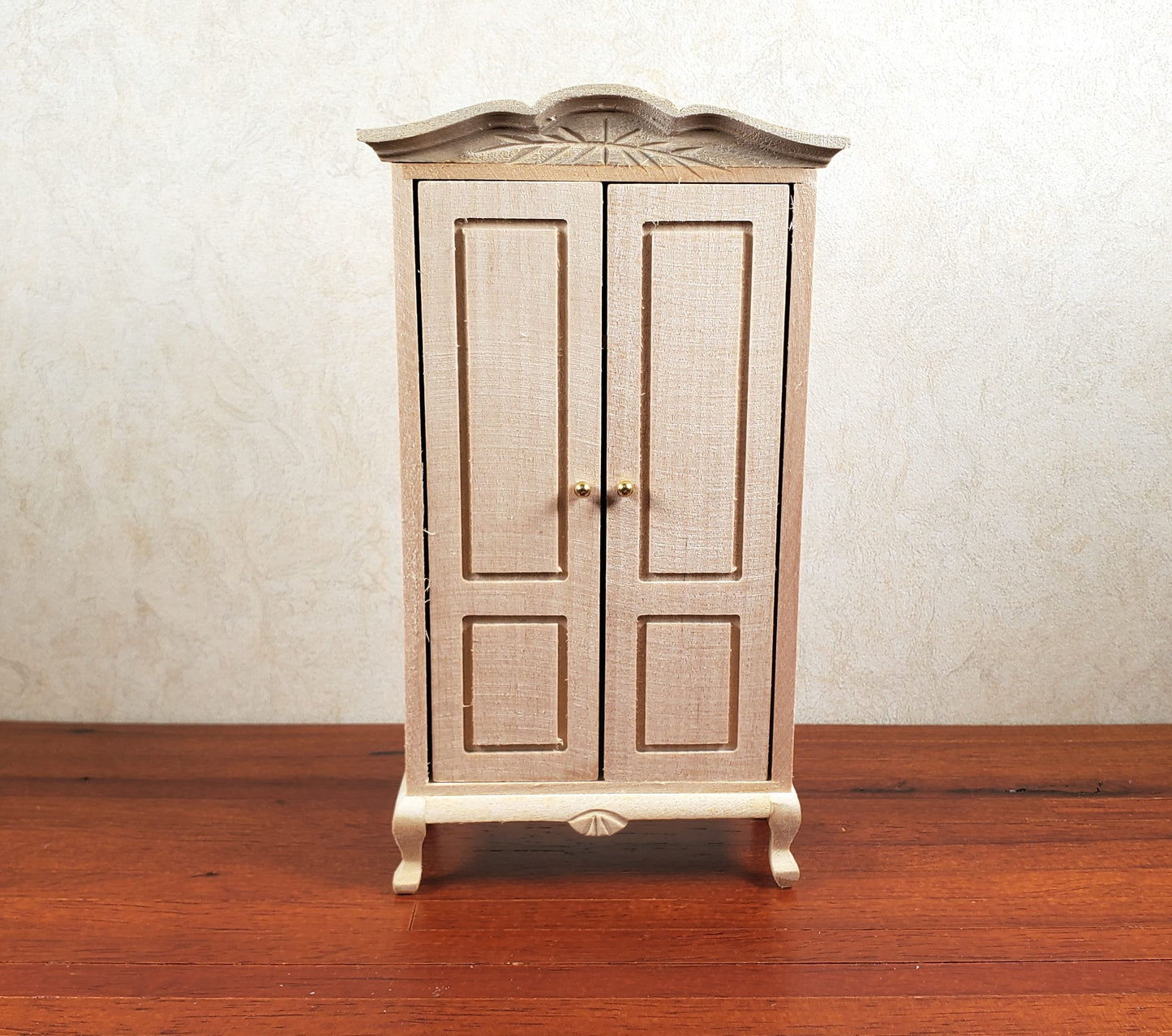 Dollhouse Wardrobe Tall Armoire Closet Wood Furniture 1:12 Scale Unpainted