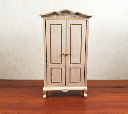 Dollhouse Wardrobe Tall Armoire Closet Wood Furniture 1:12 Scale Unpainted
