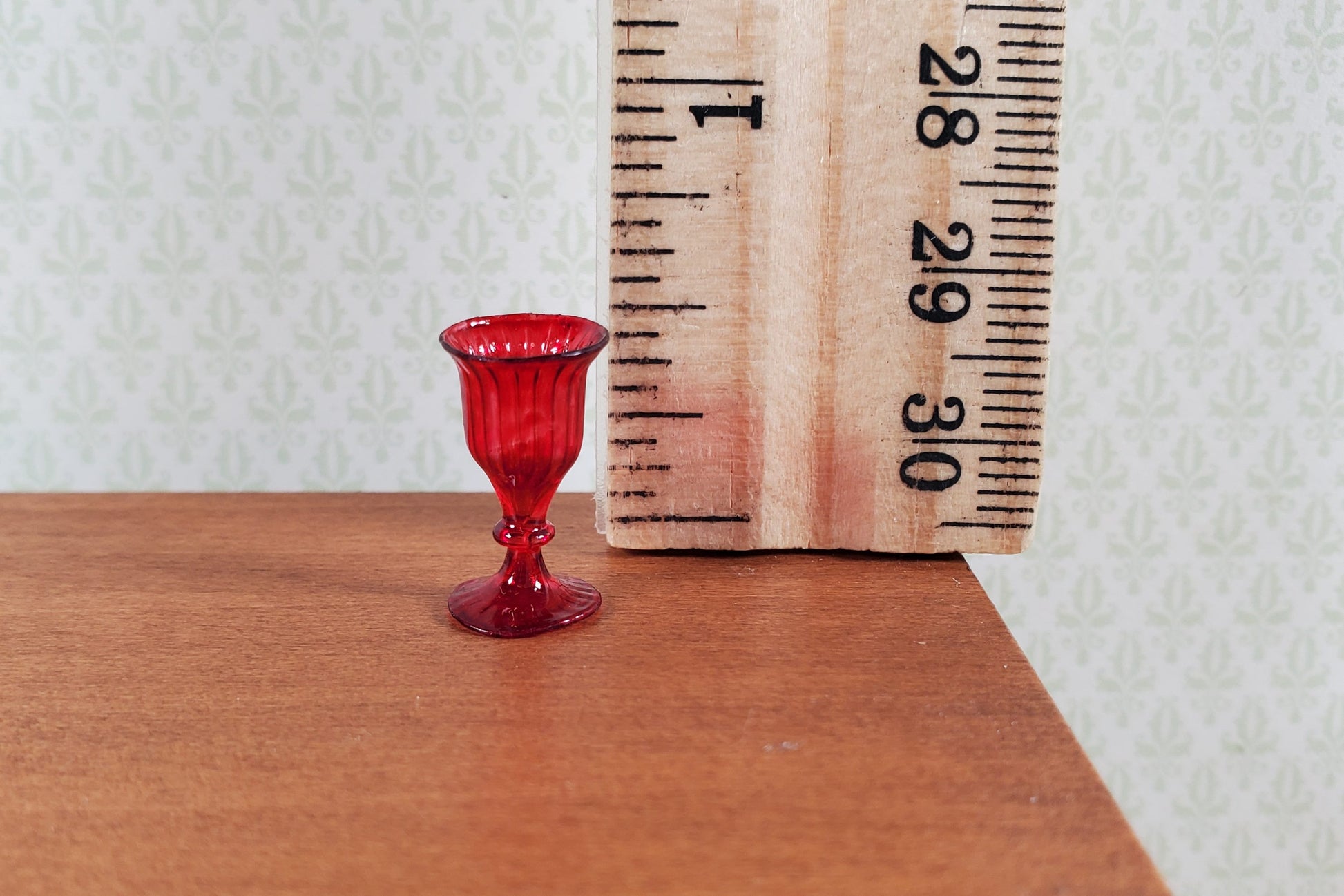 Dollhouse Fancy Red Water Goblet or Wine Glass 1:12 Scale Miniature