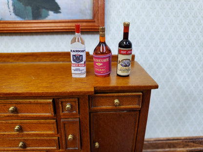 Dollhouse Drinks Gin Cognac Brandy Bottles Tiny 1:12 Scale Drinks Booze