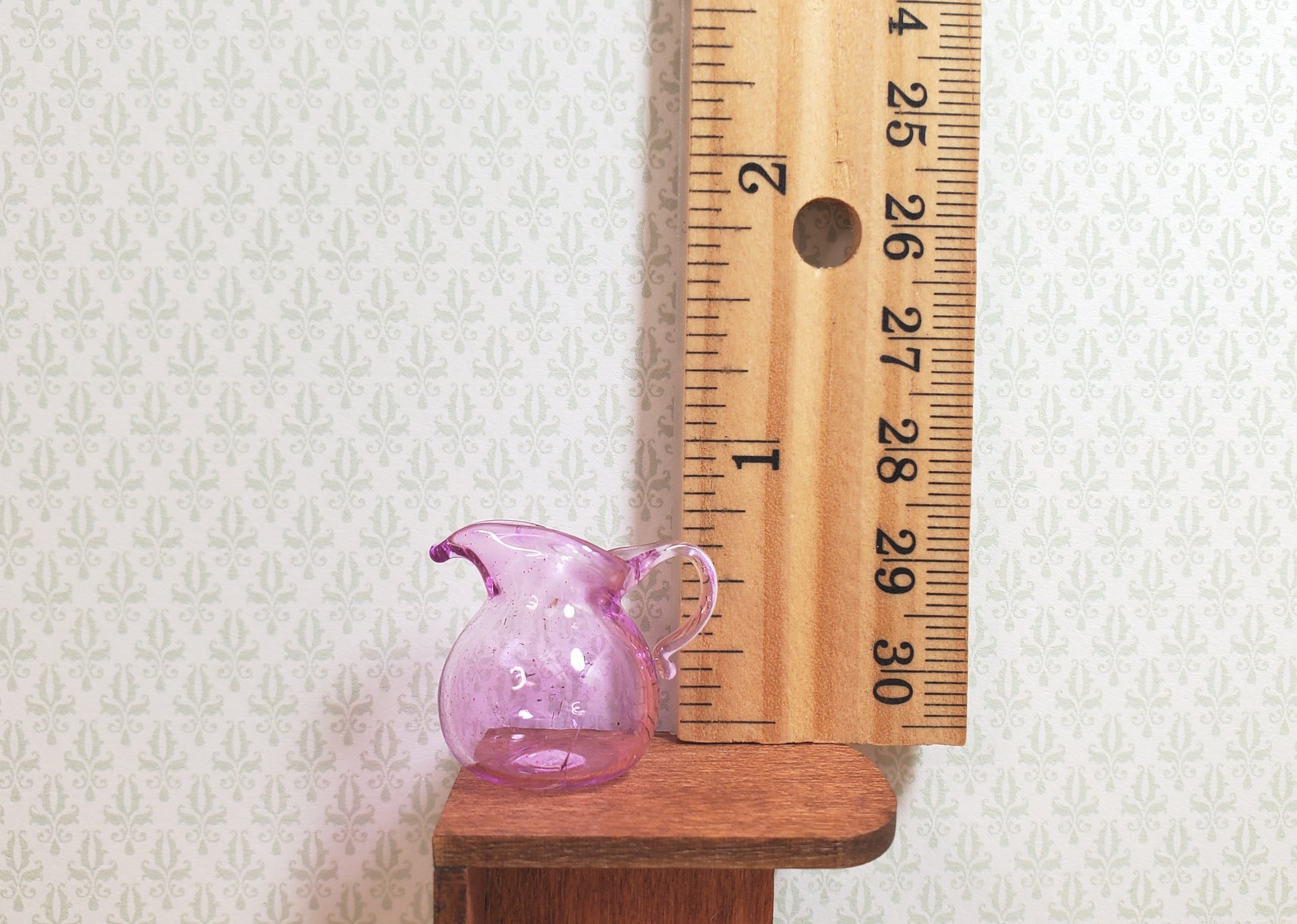 Dollhouse Lavender Glass Flared Pitcher 1:12 Scale Miniature Kitchen Decoration