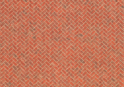 Miniature Red Brick Embossed Paper Herringbone Pattern 1:12 Scale Dollhouses