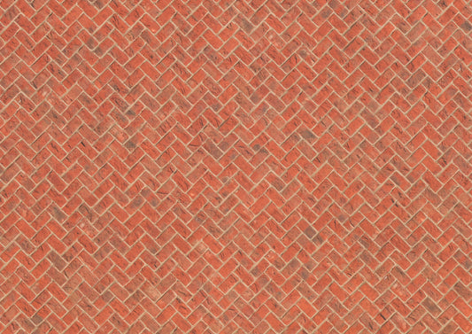 Miniature Red Brick Embossed Paper Herringbone Pattern 1:12 Scale Dollhouses