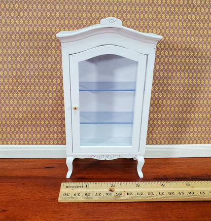 Dollhouse Large Curio Cabinet with Door White Finish 1:12 Scale Miniature Furniture