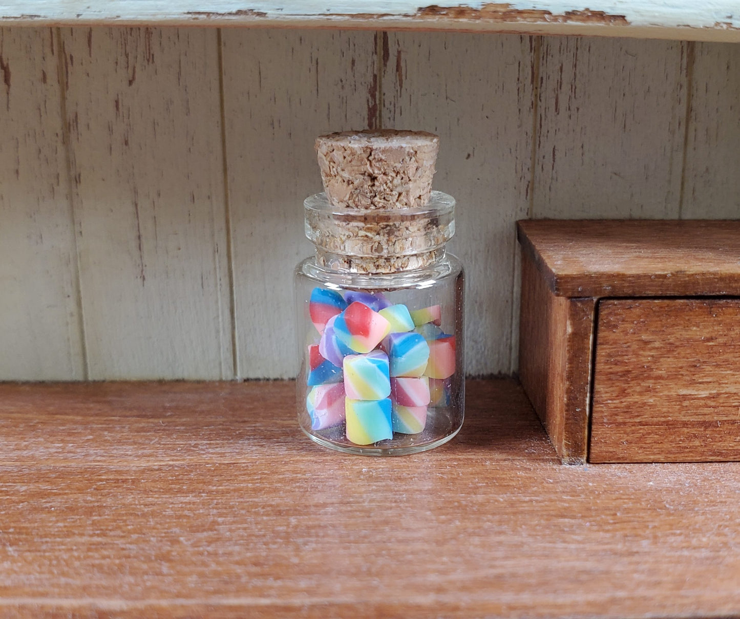 Dollhouse Treat Jar with Colorful Candy Bits 1:12 Scale Miniature