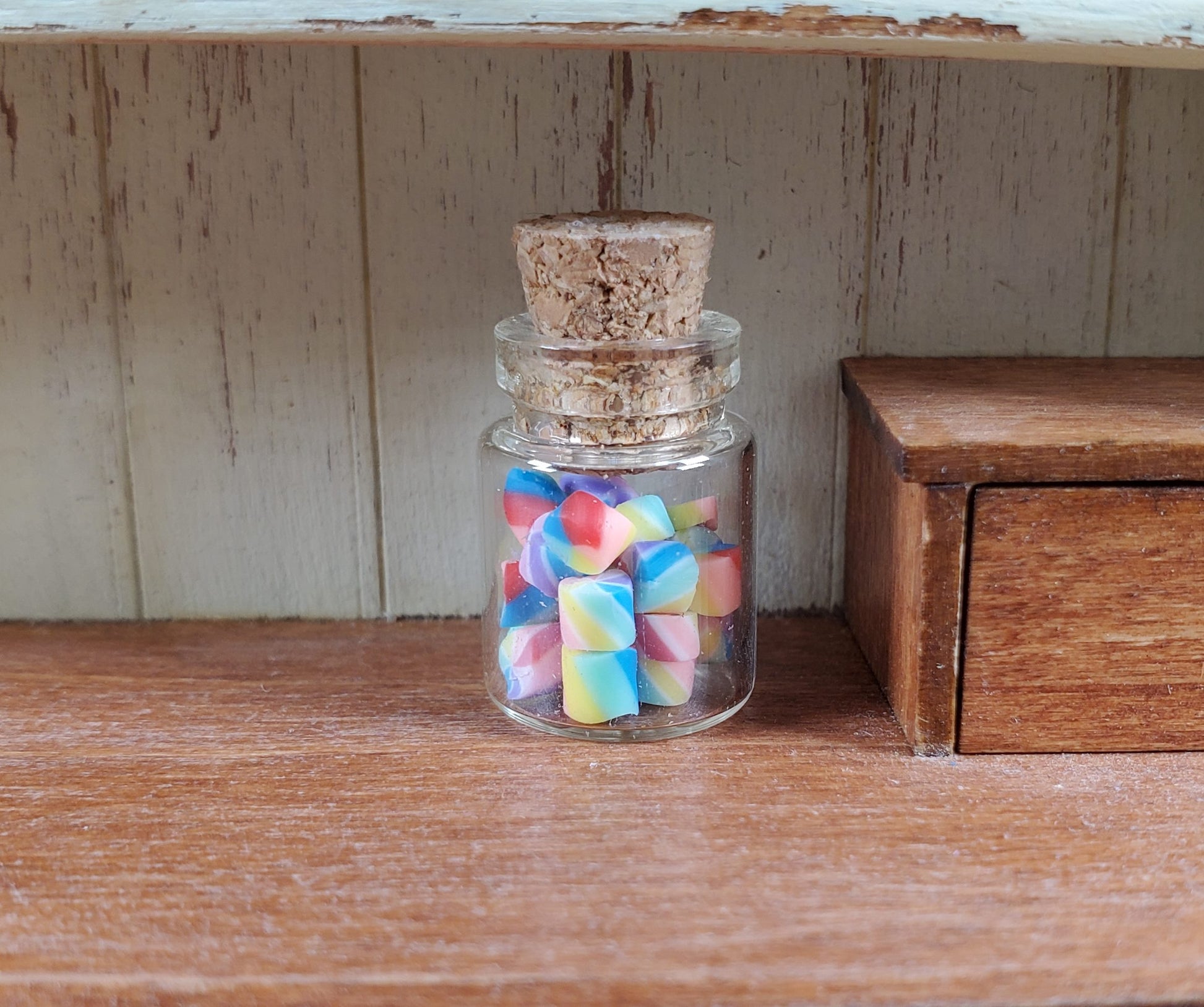 Dollhouse Treat Jar with Colorful Candy Bits 1:12 Scale Miniature