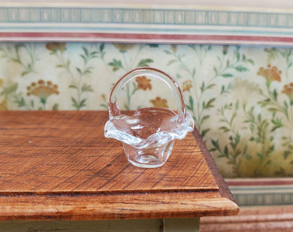 Dollhouse Glass Fluted Basket 1:12 Scale Miniature Decoration Flowers