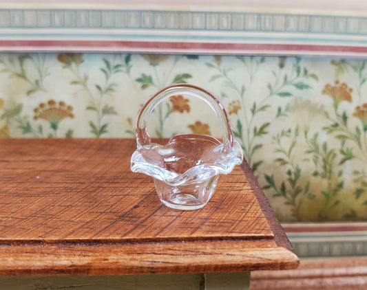 Dollhouse Glass Fluted Basket 1:12 Scale Miniature Decoration Flowers