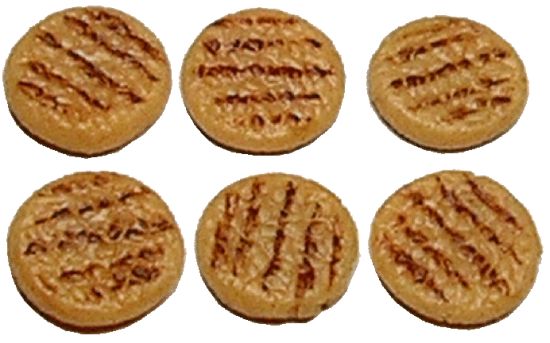 Dollhouse Grilled Patties Set of 6 1:12 Scale Miniature Food Kitchen