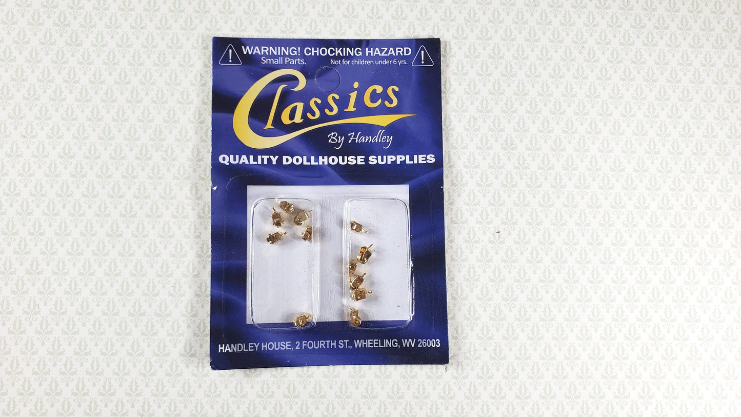 Dollhouse Wheels Casters Tiny Gold Brass Working Set of 12 1:12 Scale Miniature