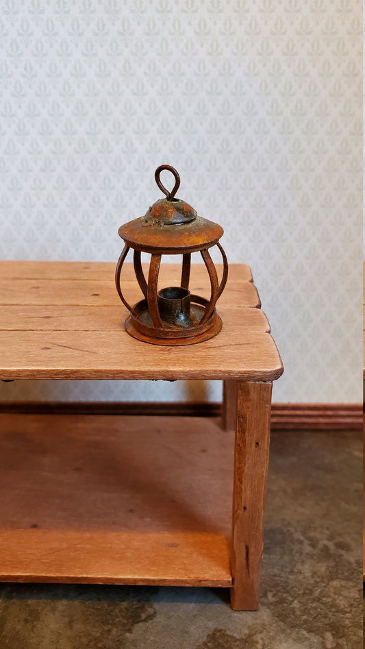 Dollhouse Miniature Lantern Vintage Style Rusted Aged Metal 1:12 Scale Fairy Garden