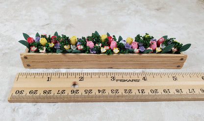 Dollhouse Spring Crocus & Tulips in 5.5" Window Box Planter 1:12 Scale Miniature