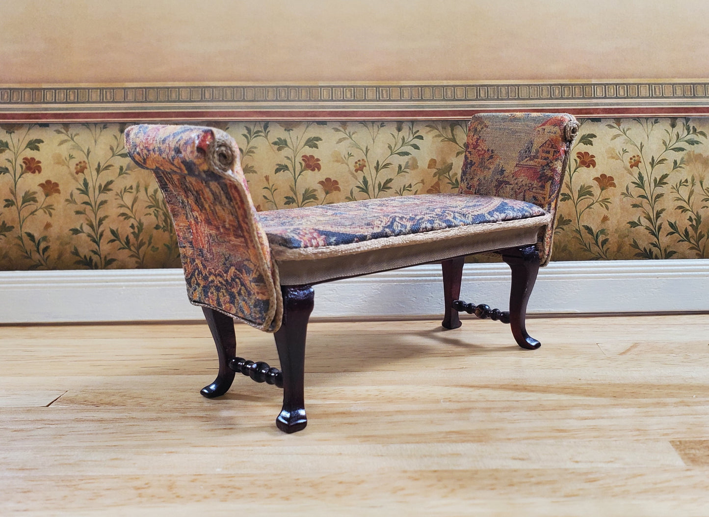 Dollhouse Padded Bench Seat Handmade Estate Piece 1:12 Scale Miniature Furniture