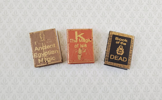 Dollhouse Miniature Books x3 Ancient Egyptian Magic Set 1:12 Scale (blank inside)