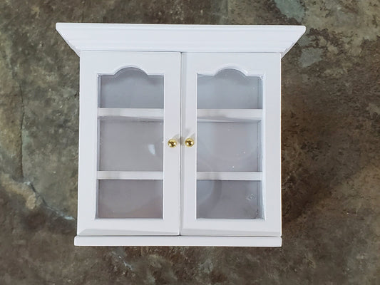 Dollhouse Upper Kitchen Cabinet White Finish 1:12 Scale Miniature Hanging Cupboard