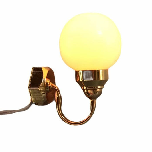 Dollhouse White Globe Wall Sconce 12 Volt with Plug 1:12 Scale Miniature Light