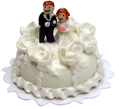 Dollhouse Single Layer Wedding Cake 1:12 Scale Miniature Dessert Food Bakery