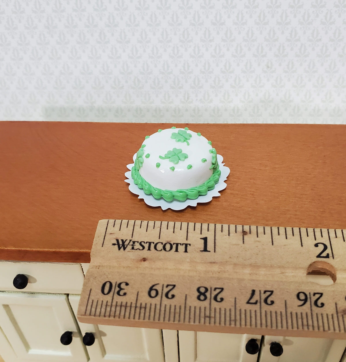 Dollhouse Cake Saint Patrick's Day Shamrocks 1:12 Scale Miniature Food Dessert