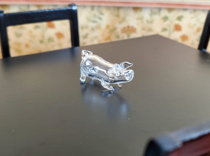 Miniature Small Glass Pig Centerpiece Sculpture 1:12 Scale Dollhouse