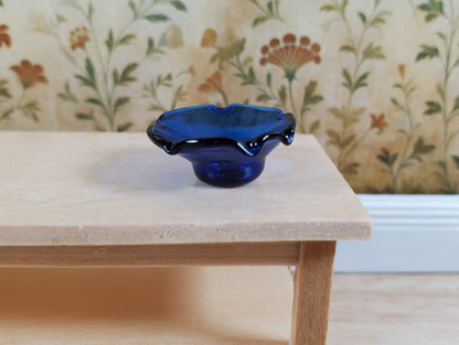 Dollhouse Cobalt Blue Glass Candy Dish or Serving Bowl 1:12 Scale Miniature