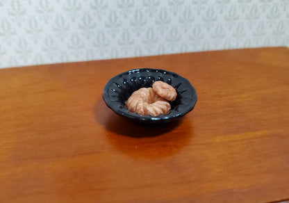 Dollhouse Black Decorative Bowl Painted Glass 1:12 Scale Miniature