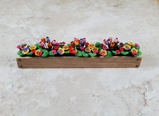 Dollhouse Colorful Tulips & Pansies in 5.5" Window Box Planter 1:12 Scale