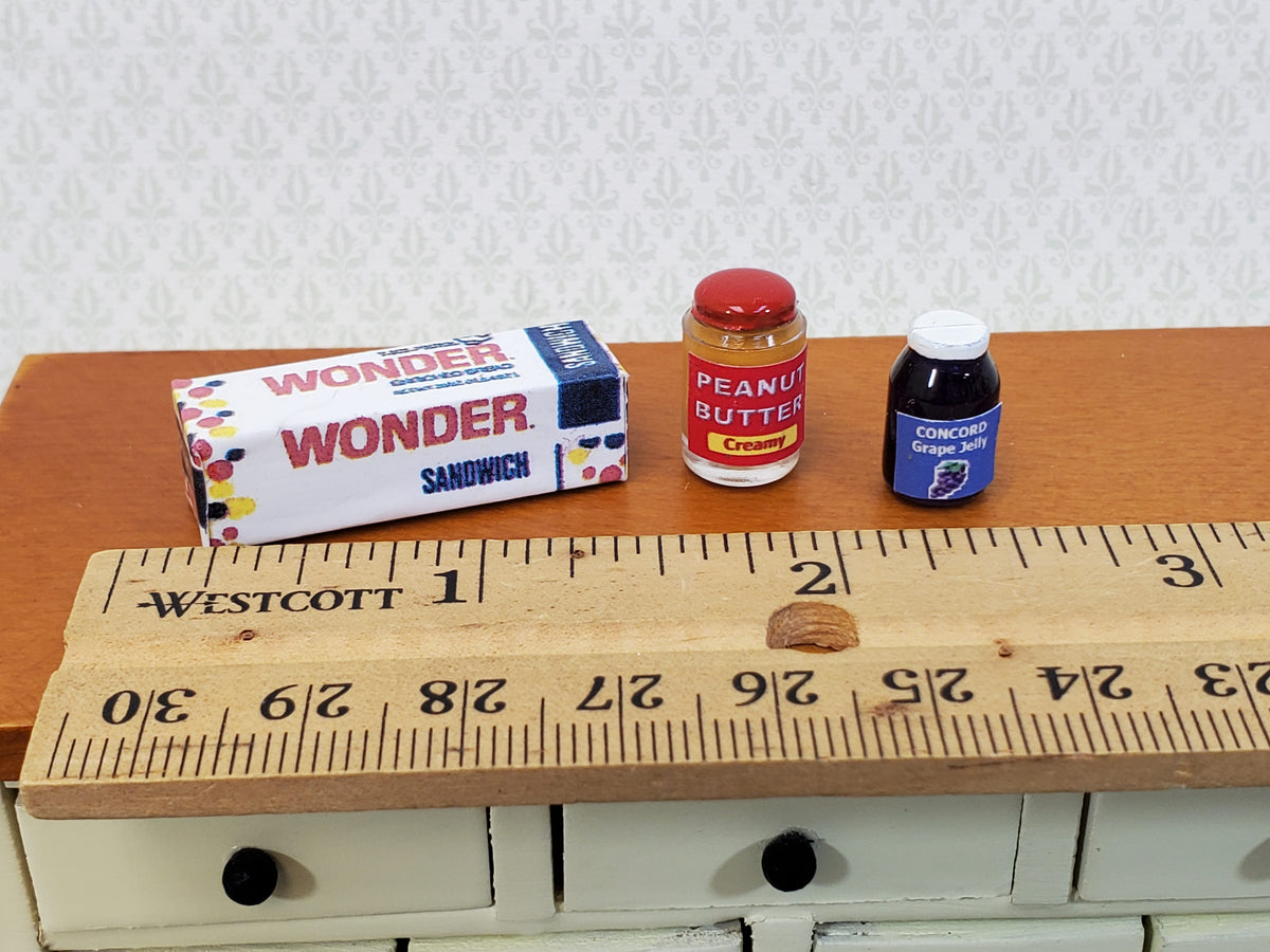 Dollhouse Peanut Butter & Jelly Set with Wonder Bread 1:12 Scale Kitchen Food by Hudson River
