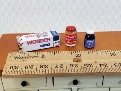 Dollhouse Peanut Butter & Jelly Set with Wonder Bread 1:12 Scale Kitchen Food by Hudson River