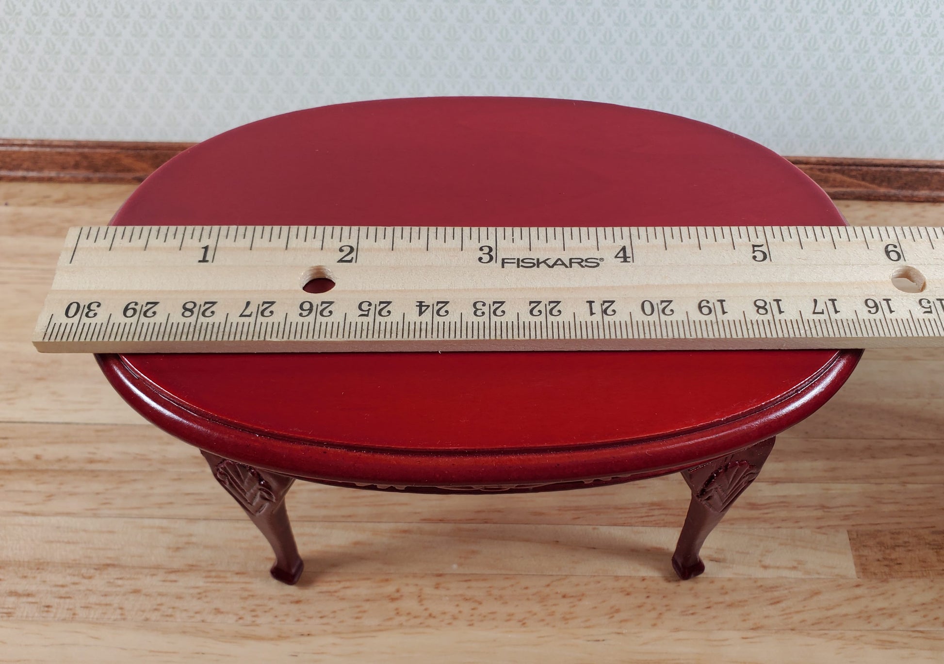 Dollhouse Dining Table Oval Wood Mahogany Finish 1:12 Scale Miniature Furniture