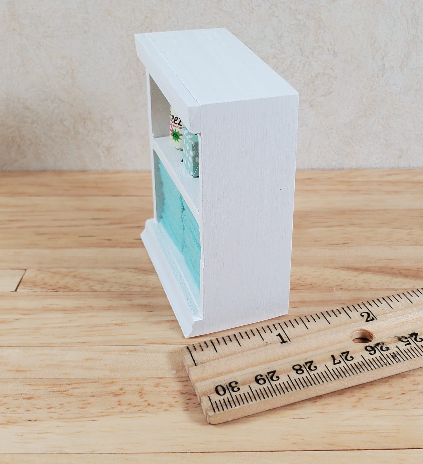 Dollhouse Bathroom Shelf with Teal Towels & Accessories 1:12 Scale Handmade