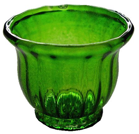 Dollhouse Crystal Green Glass Flared Bowl 1:12 Scale Miniature Kitchen Decor