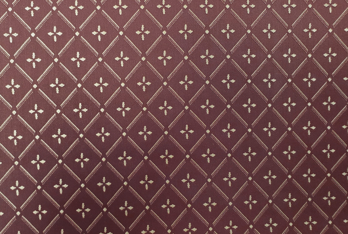 Dollhouse Wallpaper Burgundy Trellis 3 Sheets 1:12 Scale Miniature Heavy Paper