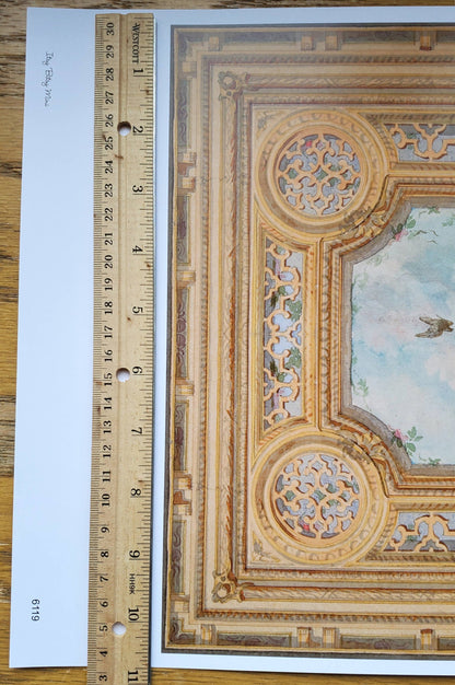 Dollhouse Ceiling Mural Wallpaper Sky Birds Painted Victorian 1:12 Scale Itsy Bitsy