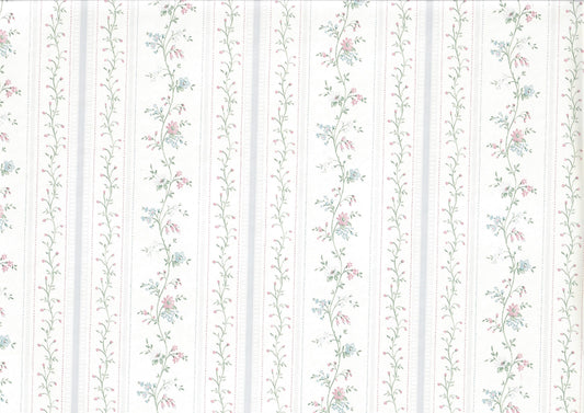 Dollhouse Wallpaper Cottage Blue Stripe 3 Sheets 1:12 Scale Miniature